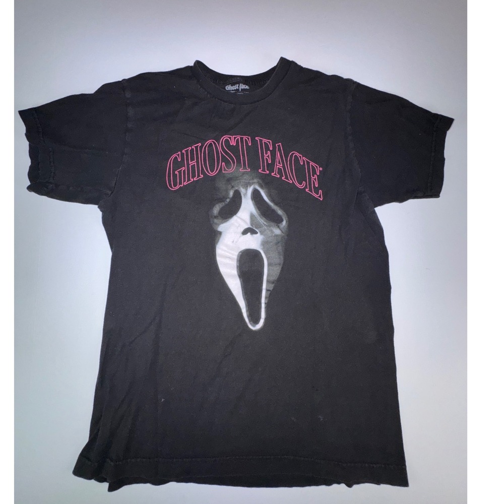 Ghost Face Scream Horror Movie Graphic T-Shirt Black Pink Medium Mens